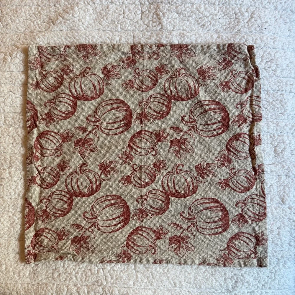 Shabby Chic | Pumpkin Themed | Harvest | Napkins | Set of 6 | Red and Tan Fabric